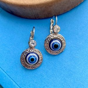 Nazar evil eyes huggie earrings silver